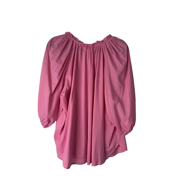 Xirena Jules Cotton Poplin Top Size Large Pink Short Puff Sleeve Ruffle Blouse - Picture 3 of 9